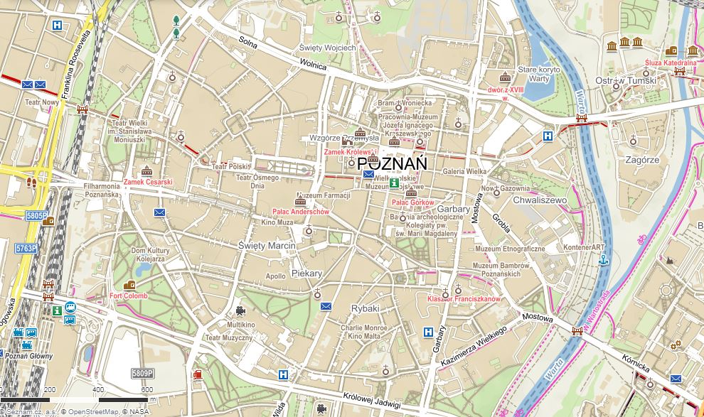 Mapa Poznaně, Polsko